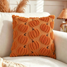 2 PCS Orange Pumpkin Embroidered Cushion Cover (45 x 45cm) - 3D Quilted Pumpkin Decorative Soft Throw Pillowcase for Halloween, Thanksgiving, Sofa and Home Decor