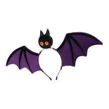 Red Halloween Bat Wing Headband with Furry Ears and Orange Eyes - Velvet Costume Accessory for Cosplay, Parties, and Themed Events