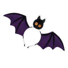 Purple Halloween Bat Wing Headband with Furry Ears and Orange Eyes - Velvet Costume Accessory for Cosplay, Parties, and Themed Events
