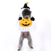 M Size Halloween Pumpkin Ghost Dog Costume - Polyester Pet Fancy Dress with Witch Hat and Spider Detail, Lightweight for Small Dogs and Cats