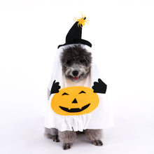 L Size Halloween Pumpkin Ghost Dog Costume - Polyester Pet Fancy Dress with Witch Hat and Spider Detail, Lightweight for Small Dogs and Cats