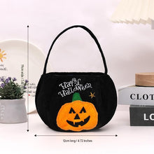 Black bag with a pumpkin pattern - Plush Halloween Trick or Treat Candy Bag - Polyester  Tote with Embroidered Face, Lightweight Portable Goody Pouch for  Party Favors and Trick or Treating