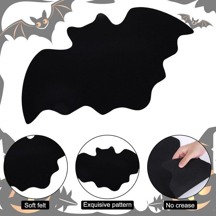 5-pieces 15*9cm Halloween bat-shaped mat - Felt Non-Slip Heat Resistant Table Mat for Party Dining and Gothic Home Deco