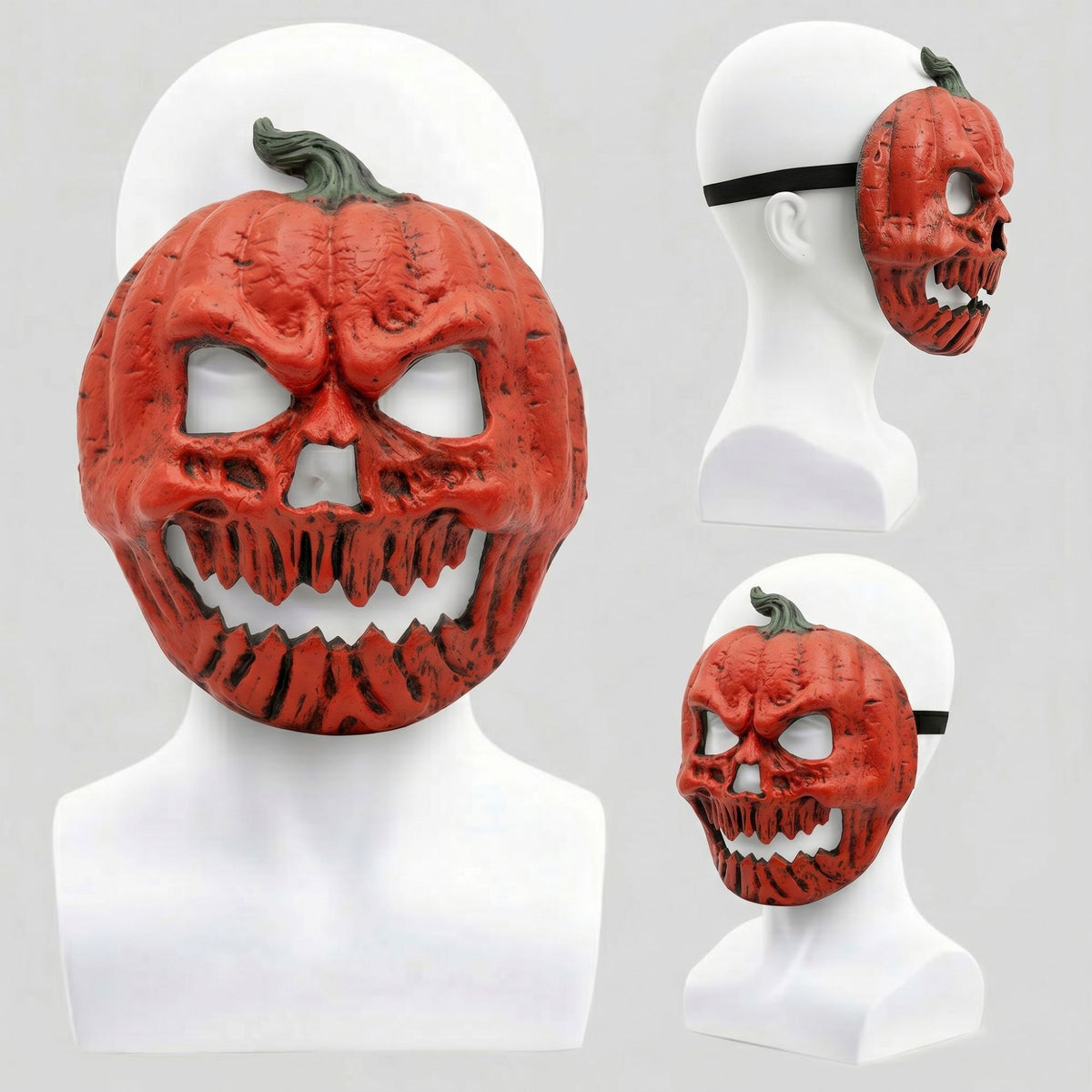 3-pack Scary Pumpkin Mask - PU Foam Pumpkin Head Costume Prop, DIY Halloween Party Decoration for Carnival, Fancy Dress, Birthdays and Festive Displays