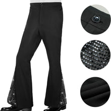 XXL size Men's 70s Disco Costume Set - Gold Plaid shirt with Black Bell Bottom Pants & Accessories, Retro Polyester Dance Outfit for Parties and Halloween