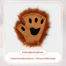 Straw-yellow Furry Animal Cosplay Half Suit Set - Fox Mask with Detachable Fangs, Faux Fur Paws and Wire Poseable Tail - Party Costume and Halloween Accessories