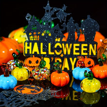 4 piece Glass Pumpkin Figurines - Mini 3.1cm Autumn Halloween Table Decor, Colourful Glass Ornaments for Home Display and Seasonal Gifting