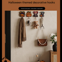 10-pack Halloween Themed Acrylic Wall Hooks（Pumpkin imp pattern） - Self Adhesive Iron Art Hanger for Keys Bags, Spooky Pumpkin Decor for Entryway and Party