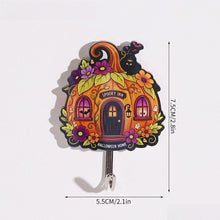 10-pack Halloween Themed Acrylic Wall Hooks（Magic cabin pattern） - Self Adhesive Iron Art Hanger for Keys Bags, Spooky Pumpkin Decor for Entryway and Party