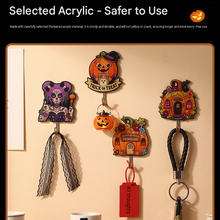 10-pack Halloween Themed Acrylic Wall Hooks（Pumpkin Vine House pattern） - Self Adhesive Iron Art Hanger for Keys Bags, Spooky Pumpkin Decor for Entryway and Party