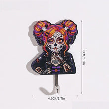 10-pack Halloween Themed Acrylic Wall Hooks（Orange-haired girl pattern） - Self Adhesive Iron Art Hanger for Keys Bags, Spooky Pumpkin Decor for Entryway and Party