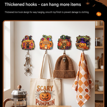 10-pack Halloween Themed Acrylic Wall Hooks（Witch Brewing Potions pattern） - Self Adhesive Iron Art Hanger for Keys Bags, Spooky Pumpkin Decor for Entryway and Party