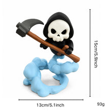 Cute Grim Reaper Figurine - 3D Printed Skeleton Display Model with Scythe and Floating Cloud Base, Halloween Desk Decor and Novelty Gift