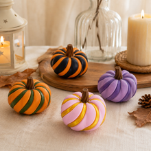 3D Printed Spiral Pumpkin Decoration - Dark Purple Twisted Rib Design, Lightweight Halloween Tabletop Ornament for Autumn Home and Party Decor