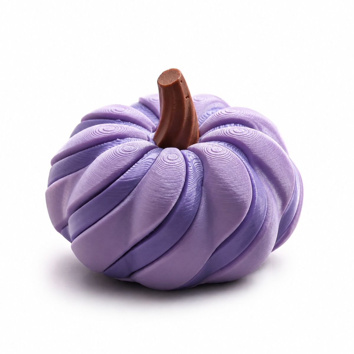 2 Pack 3D Printed Spiral Pumpkin Decoration - Dark Purple Twisted Rib Design, Lightweight Halloween Tabletop Ornament for Autumn Home and Party Decor