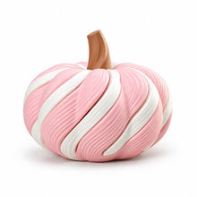 2 Pack 3D Printed Spiral Pumpkin Decoration - Pink and White Twisted Rib Design, Lightweight Halloween Tabletop Ornament for Autumn Home and Party Decor